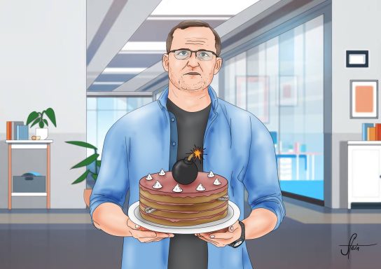 Präsent zum Dienstjubiläum Illustration, Digitale Karikatur