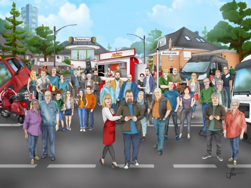 Präsent zum Geburtstag Illustration, Digitale Zeichnung