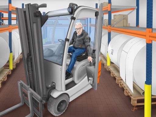 Präsent zum Ruhestand Illustration, Digitale Karikatur
