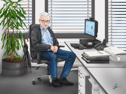 Präsent zum Ruhestand Illustration, Digitale Zeichnung