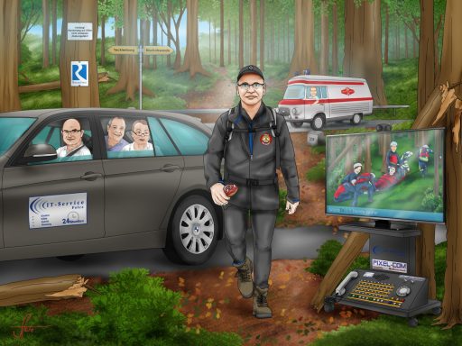 Präsent zum Ruhestand Illustration, Digitale Zeichnung