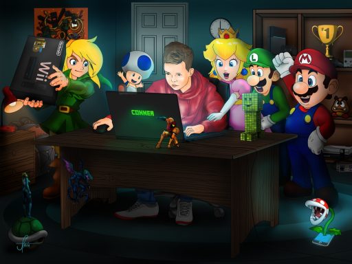 Präsent zum Geburtstag Illustration, Gamer